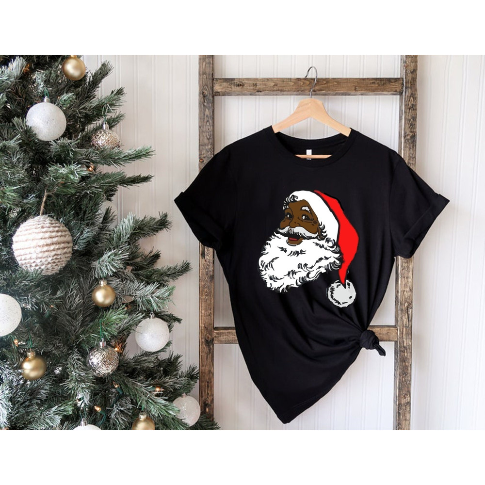 Black Santa Claus Shirt, Black Santa Claus Tee, African American Christmas Tee, African American Santa Shirt, Christmas Tee, Xmas Gift Shirt.jpg