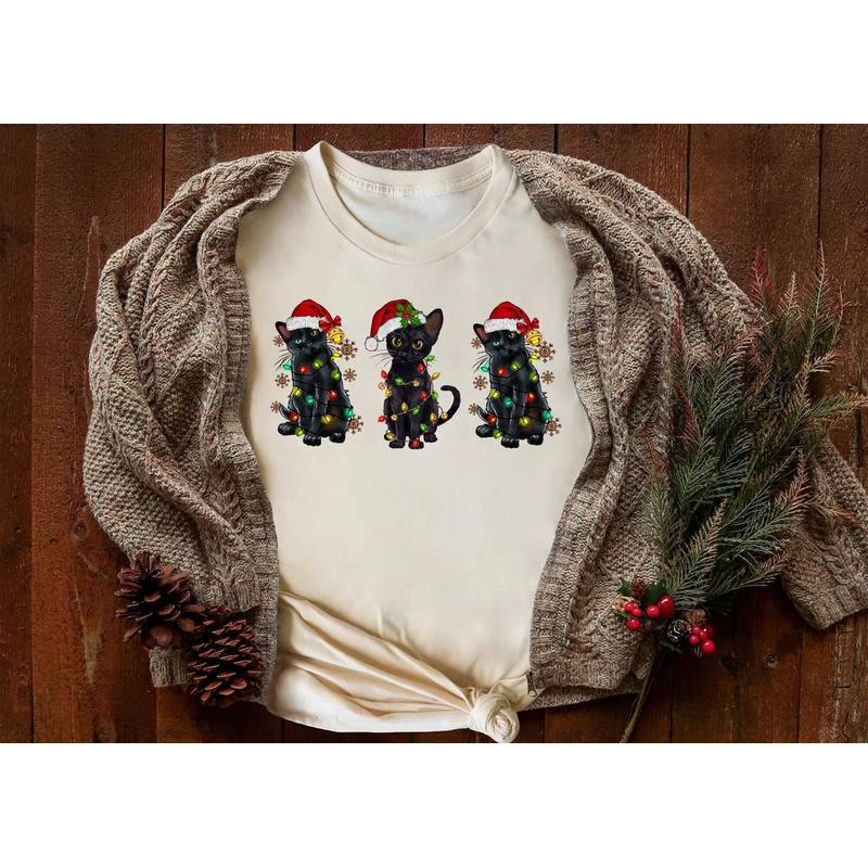 Christmas Cat Shirt, Christmas Cat Light Shirt, Meowy Christmas Cat Shirt, Cat Lover Shirt, Merry Christmas Cat Shirt, Gift For Xmas Cat Tee.jpg