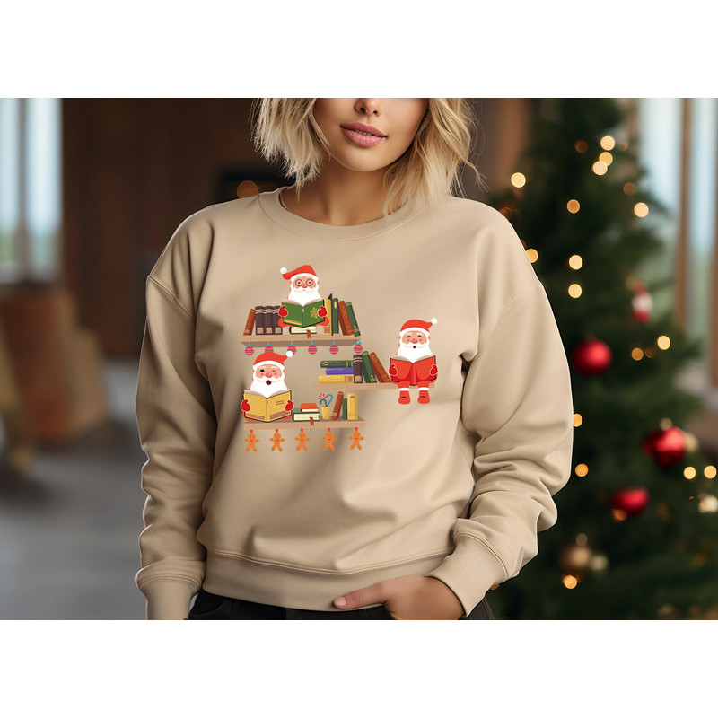 Santa Reading T-shirt, Teacher Christmas Shirts, Librarian Shirt, Book Lover T-shirt, Reading Shirt, Teacher Shirt, Christmas School T-shirt.jpg