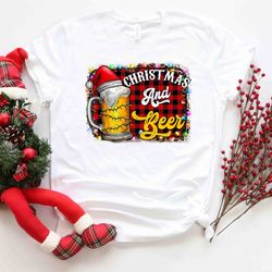 christmas and beer shirt, funny christmas shirt, humorous christmas new year santa shirt, santas favorite, naughty chris