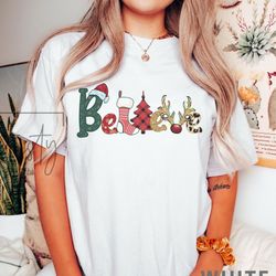 christmas believe shirt, believe tee,believe shirt, holiday apparel, christmas party shirt iprintasty, christmas tee com