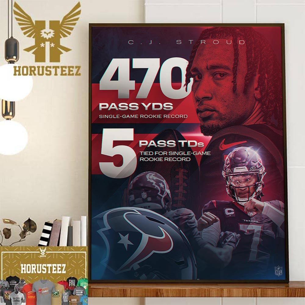 CJ Stroud 470 Pass YDs And 5 Pass TDs For Single-Game Rookie Record Home Decor Poster Canvas.jpg