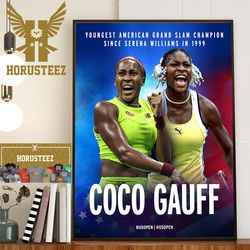 coco gauff is the youngest american grand slam champion since serena williams in 1999 home decor poster canvas