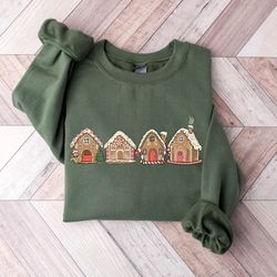 gingerbread cookie houses sweatshirt, christmas cookies shirt, holiday sweater, womens holiday sweatshirt, christmas shi