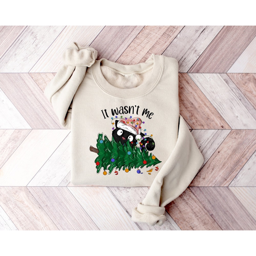 Christmas Black Cat Sweatshirt, Christmas Shirt, Funny Black Cat Shirt, Christmas Gift For Cat Lover, Funny Cat Shirt, Xmas Holiday T-Shirt.jpg