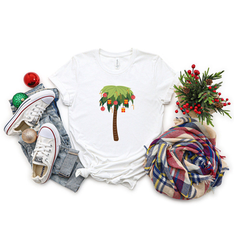 Christmas Palm Tree Shirt, Christmas Sweatshirt, Tropical Xmas Shirt, Beach Aloha Christmas Shirt, Florida Christmas Shirts, Christmas Gift.jpg