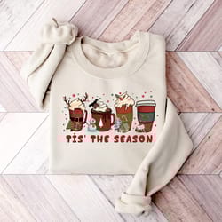christmas tis the season sweatshirt, christmas shirts, christmas sweatshirt, coffee lover shirt, cute winter sweatshirt,