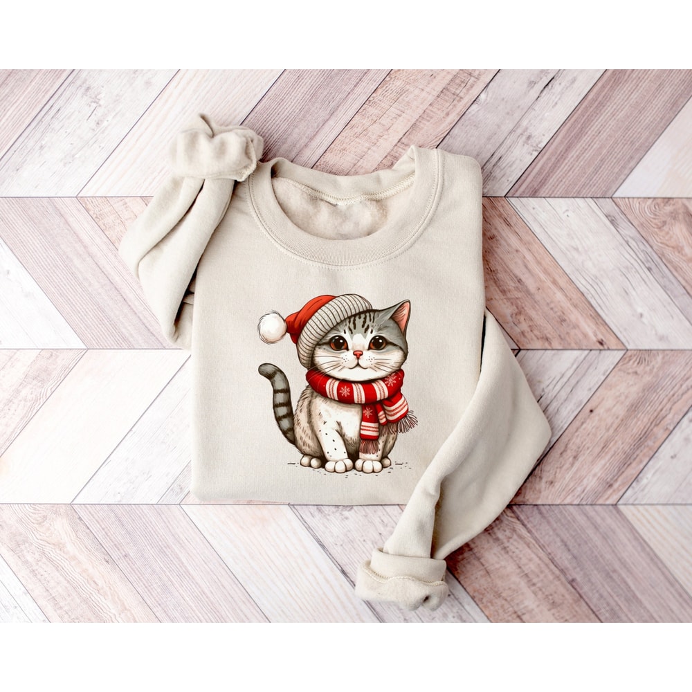 Cute Christmas Cat Sweatshirt, Christmas Shirts, Christmas Cat Shirt, Cat Lover Shirt, Meowy Christmas Shirt, Christmas Gifts For Cat Lover.jpg
