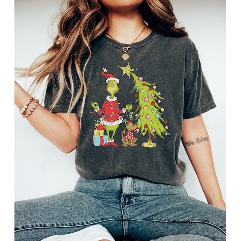 Comfort Colors Grinch Christmas Tree Shirt, Grinch Christmas Shirt, Christmas Shirt, Grinchmas Shirt, Cute Christmas Shirts, Christmas Gift.jpg