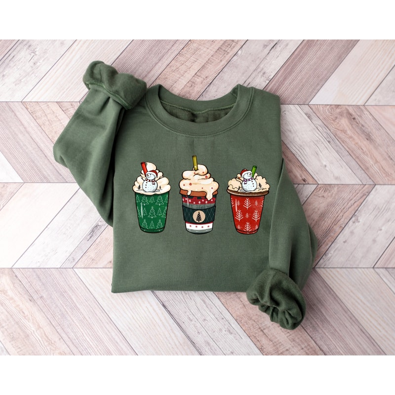 Cute Christmas Coffee Sweatshirt, Christmas Latte Sweatshirt, Coffee Lover Shirt,Coffee Lover Gift,Winter Women Shirt,Christmas Coffee Shirt.jpg