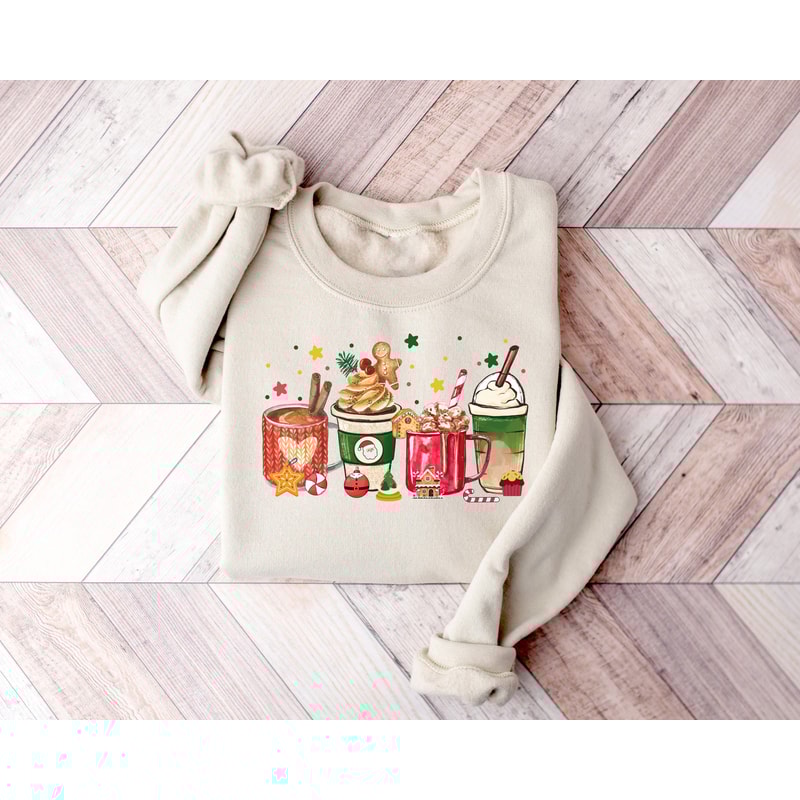 Cute Christmas Coffee Sweatshirt, Coffee Lover Shirt, Coffee Lover Gift, Funny Coffee T-Shirt, Christmas Shirts, Christmas Latte Sweatshirt.jpg