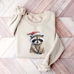 cute christmas racoon sweatshirt, xmas racoon shirt, christmas shirt, racoon shirt, racoon lover shirt, merry christmas