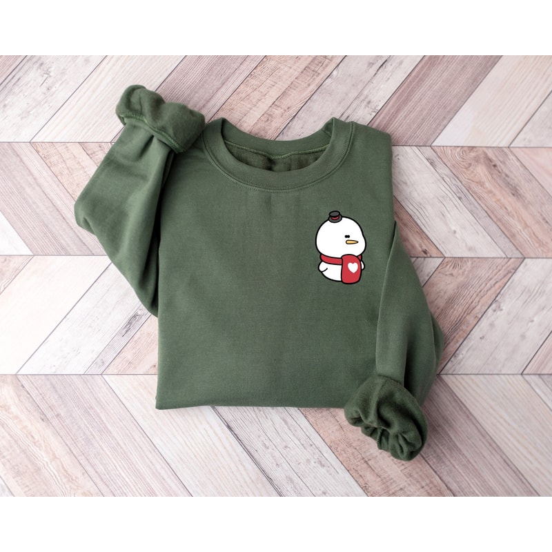 Cute Snowman Christmas Pocket Size Sweatshirt, Christmas Shirts, Snowman Shirt, Winter Shirt, Women Christmas Shirts, Christmas Crewneck.jpg