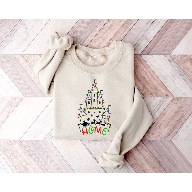 Disney Castle Home Christmas Sweatshirt, Disney Christmas Shirt, Christmas Crewneck, Winter Shirt, Disney Castle Home, Xmas Disneyland Shirt.jpg