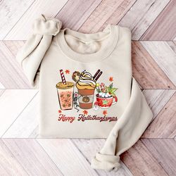 hallothanksmas coffee sweatshirt,christmas coffee shirt,family matching shirt,happy hallothanksmas shirts,happy christma
