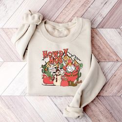 howdy hos christmas sweatshirt, christmas shirts, santa cowboy sweatshirt, hohoho howdy christmas sweatshirt, retro vint