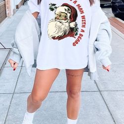 i love a man with a beard santa shirt , retro santa christmas comfort colors shirt , merry christmas shirt , funny chri