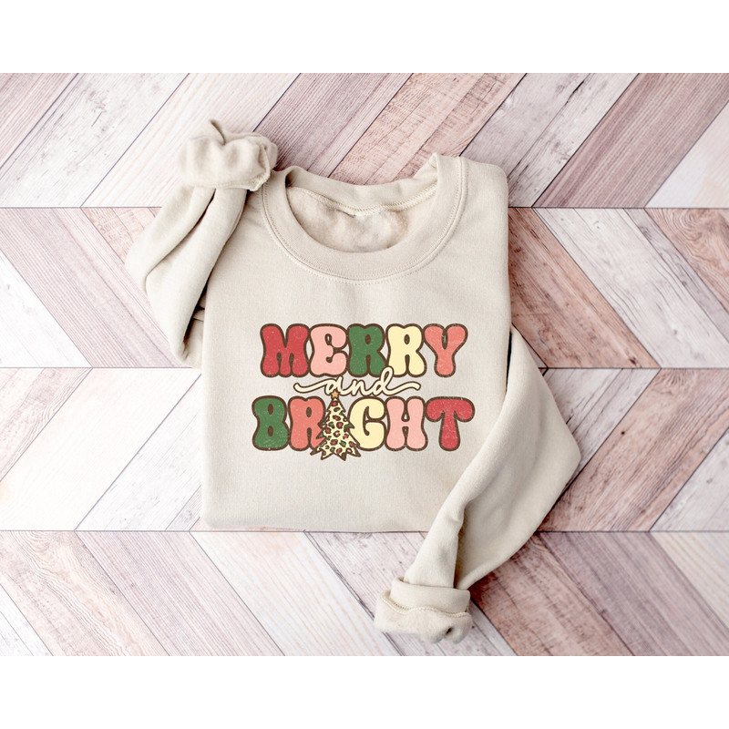 Merry And Bright Sweatshirt, Christmas Shirts, Womens Christmas Sweatshirt, Christmas Gift, Merry Christmas Sweatshirt, Cute Merry Christmas.jpg
