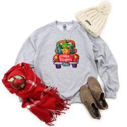 merry christmas trees truck shirt, christmas shirts, christmas truck family shirts, red truck shirt, christmas gift, chr