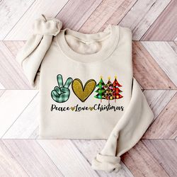 peace love christmas sweatshirt, christmas shirt, christmas gift, merry christmas shirt, christmas family shirt, christm