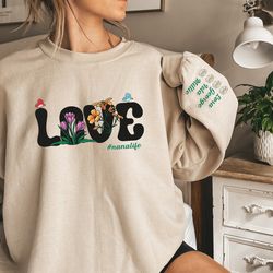 personalized nana sweatshirt  and hoodie, custom nana with kids names sweatshirt , kids on sleeve sweatshirt , custom mi