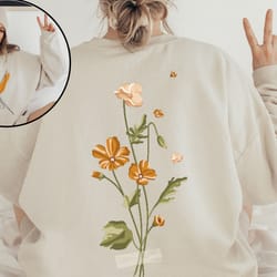 poppy flower fall sweatshirt and hoodie, fall vibes sweatshirt , thanksgiving sweatshirt , fall floral hoodie, nature f