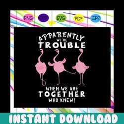 apparently trouble when we are together who knew svg, flamingo svg, pink flamingo, flamingo shirt, flamingo gift, trendi