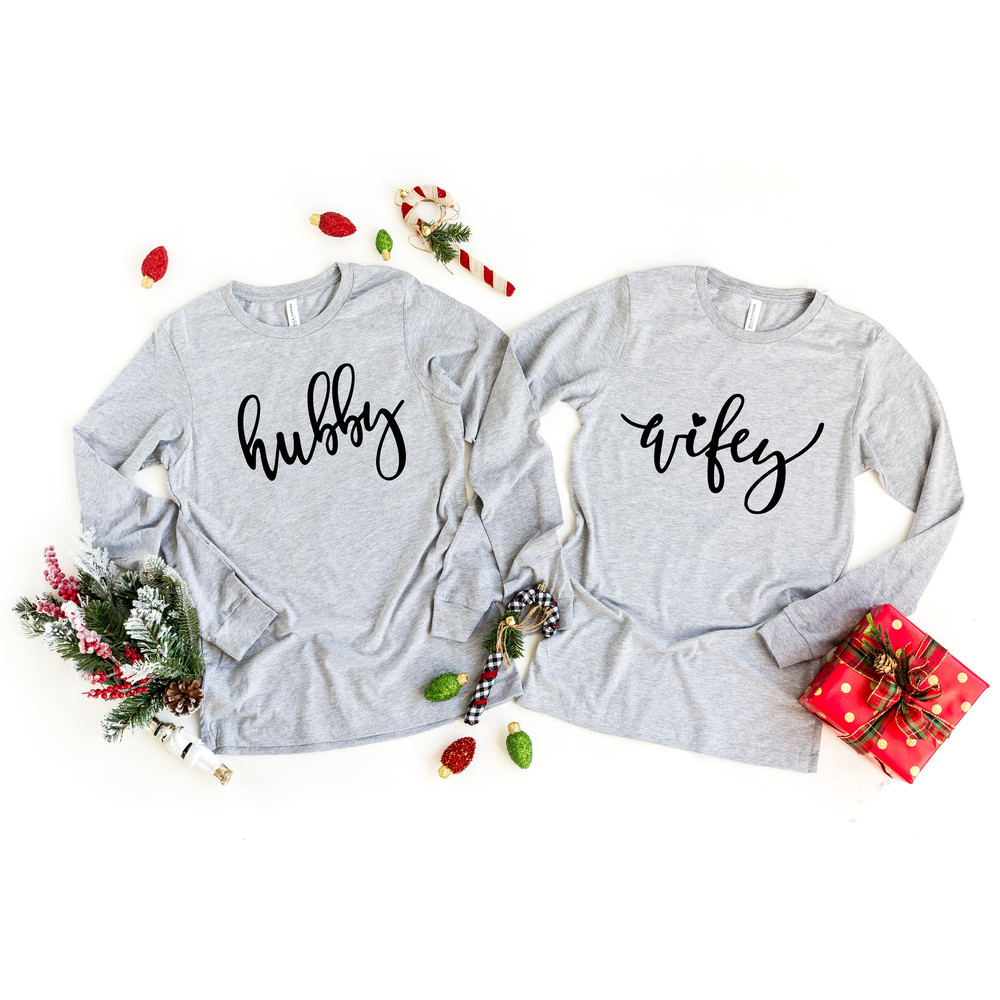 Hubby Wifey Xmas Shirt,Honeymoon Shirt, Christmas Hubby Wifey Long Sleeve,Christmas Matching Family Shirt.jpg