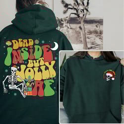 dead inside but jolly af sweatshirt , christmas gift shirt , christmas lover shirt , holiday winter shirt , womens skele
