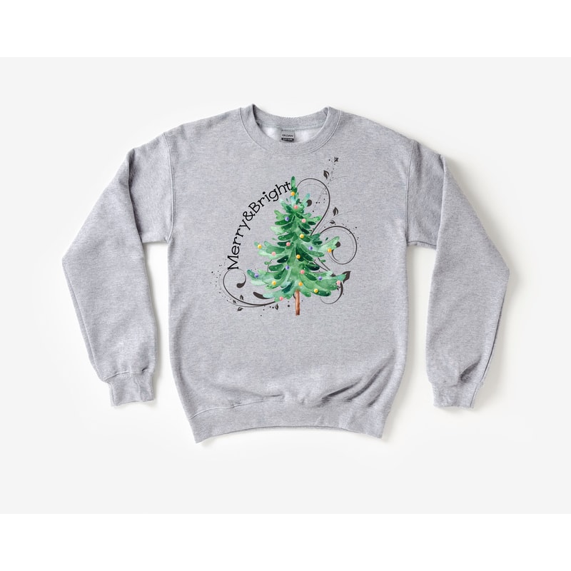 Merry and Bright Christmas Sweatshirt,Merry and Bright Christmas Tree Shirt, Women Christmas Shirt,Holiday Gift For Women,Christmas Gift Tee.jpg