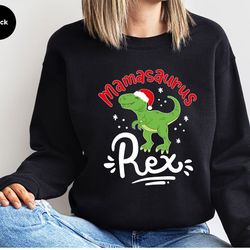 christmas mama trex hoodies, dinosaur long sleeve shirt, gifts for mom, holiday clothing, womens clothing, christmas cre