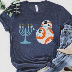 BB-8 with Hanukkah Menorah Shirt, Star Wars Droid Happy Hanukkah T-shirt, Festival of Lights, Galaxys Edge Trip, Disney