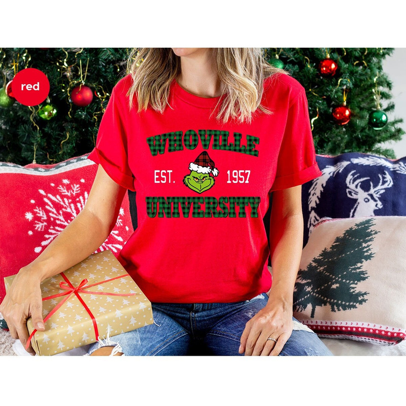 Christmas Whoville University Shirts, Grinch Sweatshirt, Christmas Gift, Grinch Holiday Clothing, Merry Christmas Tees, Gifts for Friends.jpg