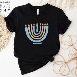 Cute Modern Menorah,Happy Hanukkah Shirt,Jewish Gift,Light Shirt,Star Of David,Menorah Shirt,Hanukkah Gift for Her,Chanu