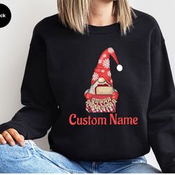custom christmas gifts, funny gnome long sleeve shirts, personalized gifts, christmas sweatshirt, holiday hoodies, custo