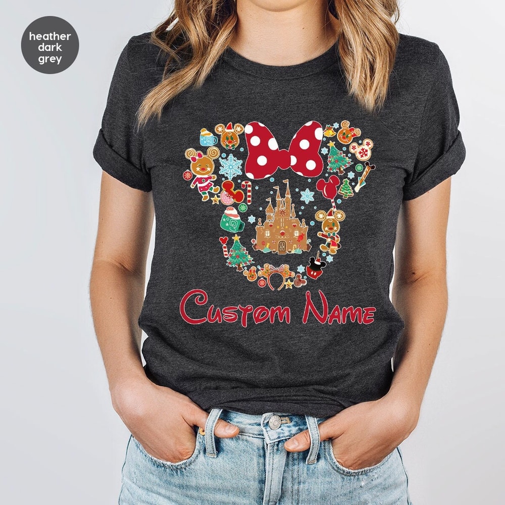 Custom Minnie Mouse Shirt, Christmas Shirt, Personalized Disney T Shirt, Custom Name Tshirt, Cute Disneyland Tshirts, Gifts for Kids.jpg