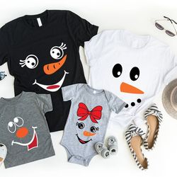 custom snowman face shirt, personalized christmas gift, group matching t shirts, cute winter tshirts, toddler clothing,
