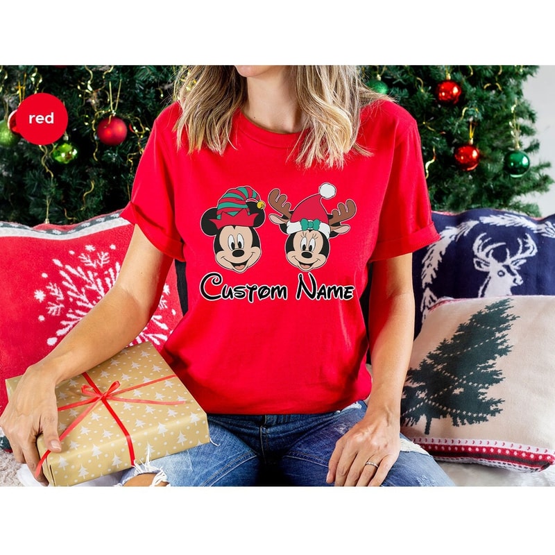 Customized Disney Couple Shirt, Custom Name Christmas T Shirt, Mickey Mouse T-Shirt, Minnie Mouse Shirt, Christmas Matching Sweatshirt.jpg
