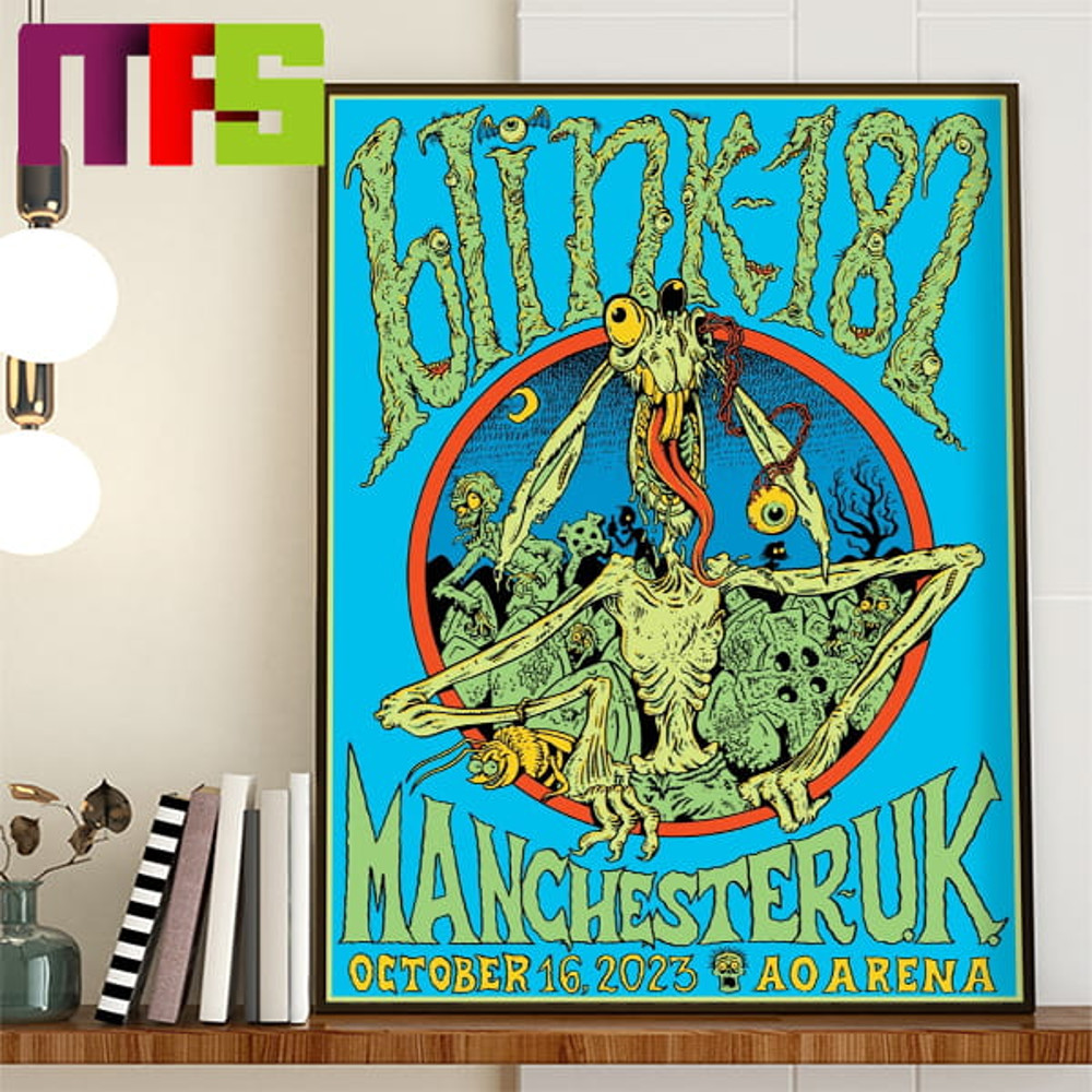 Blink 182 Manchester Event Poster AO Arena UK October 16th 2023 Home Decor Poster Canvas.jpg