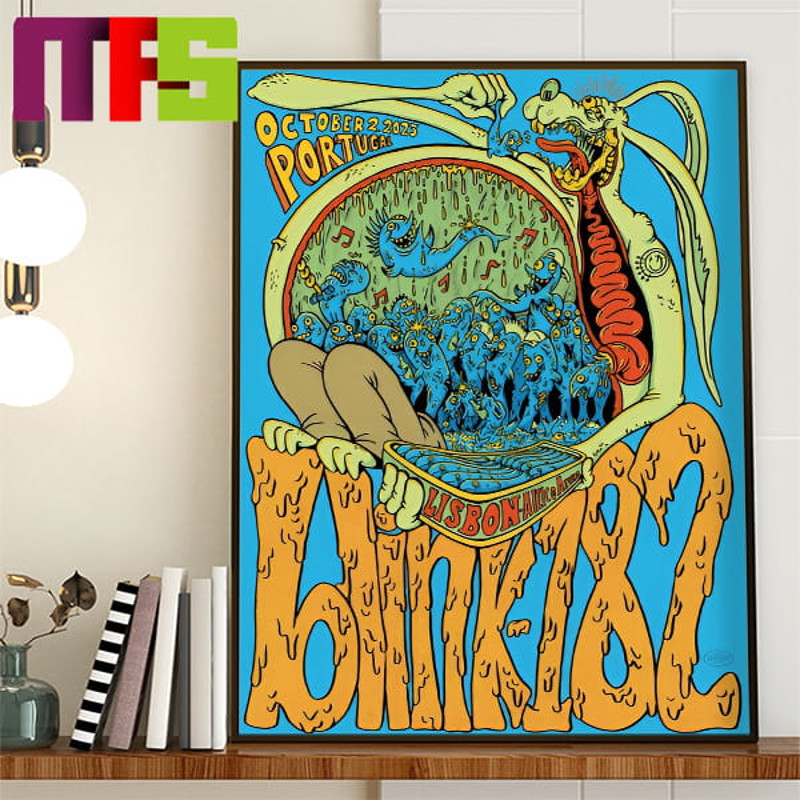 Blink-182 Lisbon Event Poster In Portugal October 2rd 2023 Home Decor Poster Canvas.jpg