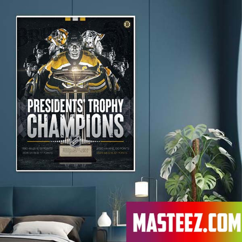 Boston Bruins Presidents Trophy Champions NHL Poster Canvas.jpg