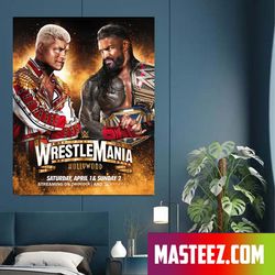 cody rhodes vs. roman reigns wrestlemania match of all time poster canvas