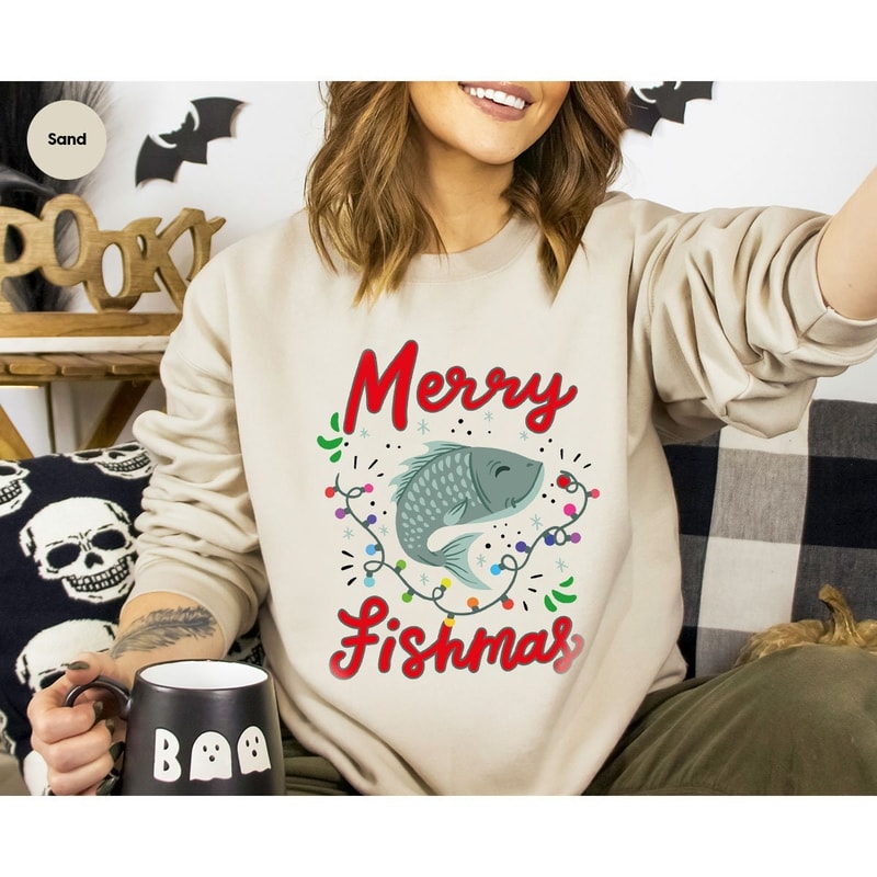 Fisher Christmas Sweatshirt, Merry Christmas Long Sleeve Shirt, Fishmas Hoodies, Xmas Outfits, Christmas Gifts, Fisher Holiday Clothing.jpg