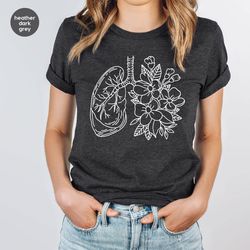 floral lungs shirt, respiratory graphic tees, anatomical lung shirt, therapist shirt, nurse shirt, lung t-shirt, breathe