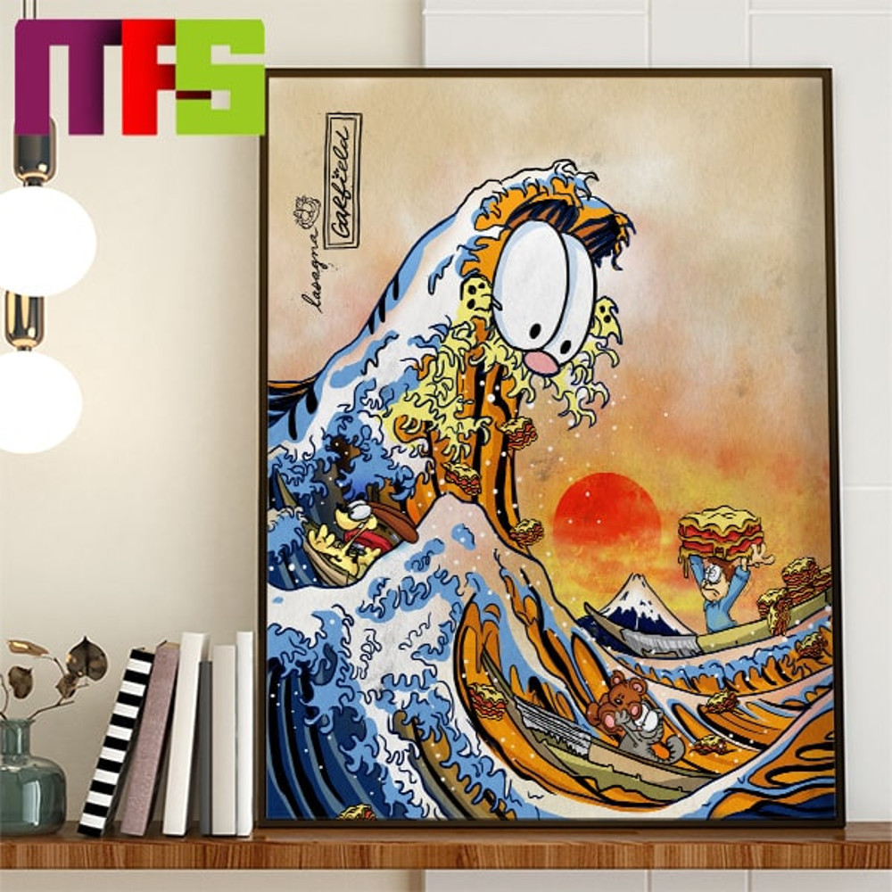 Garfield Great Wave Of Lasagna Japanese Art Style Home Decor Poster Canvas.jpg