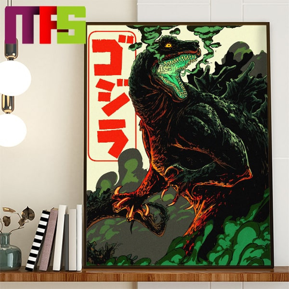 Godzilla Green Atomic Breath Diff Background Japanese Style Artwork Home Decor Poster Canvas.jpg