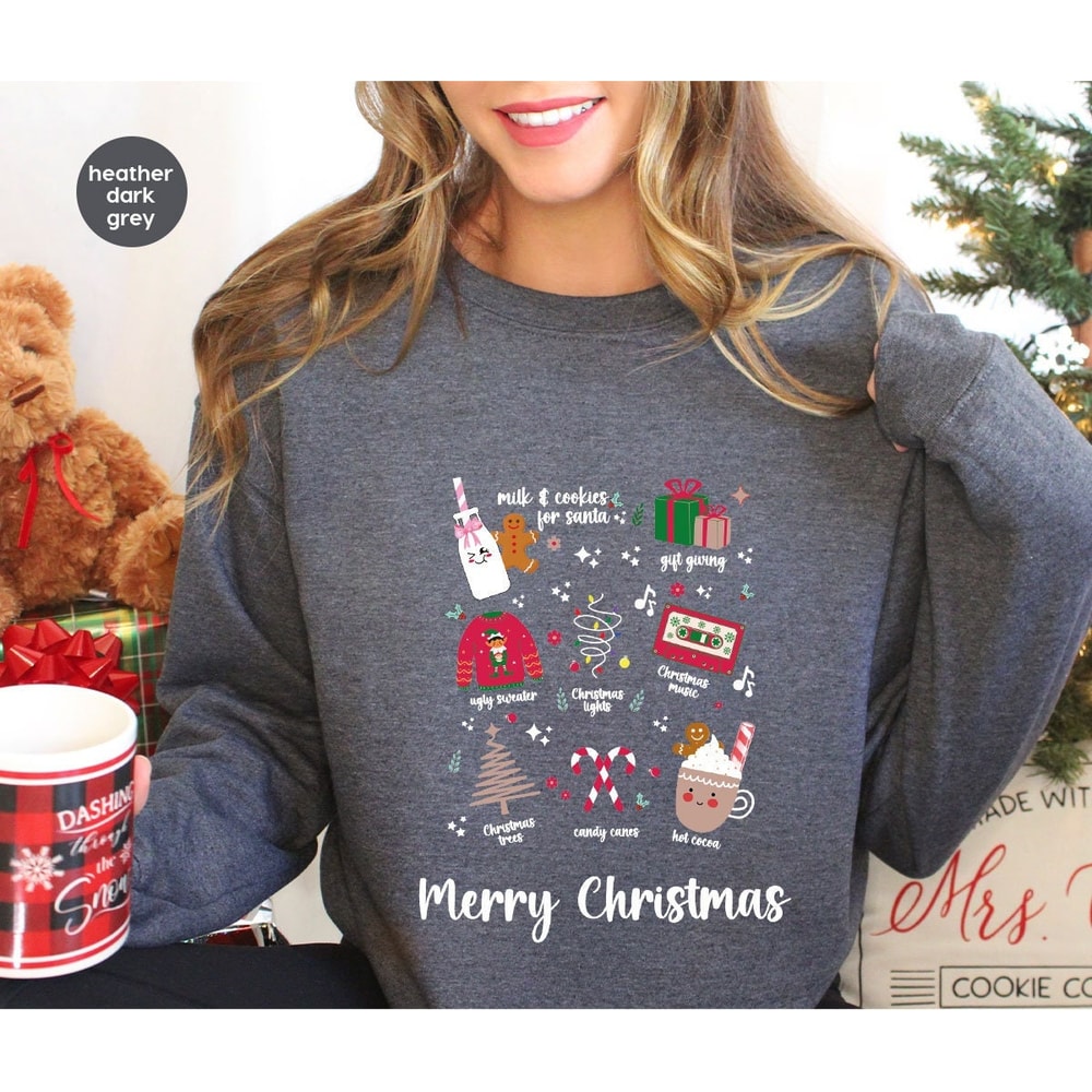 Funny Christmas Long Sleeve Shirt, Merry Christmas Crewneck Sweatshirt, Christmas Tree T-Shirt, Christmas Party Clothes, Winter Hoodies.jpg