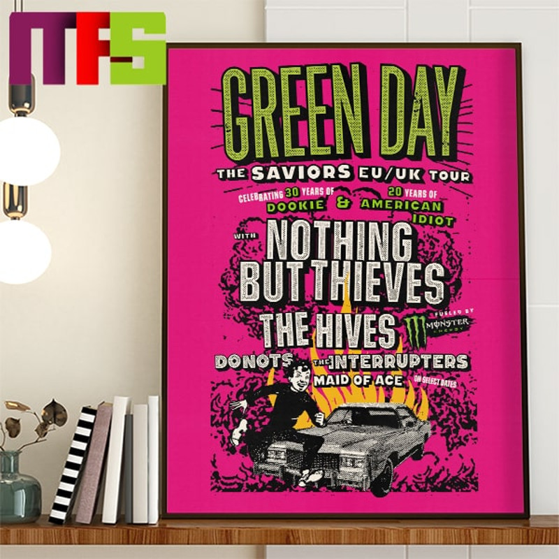 Green Day The Saviors EU UK Tour 2024 Home Decor Poster Canvas.jpg