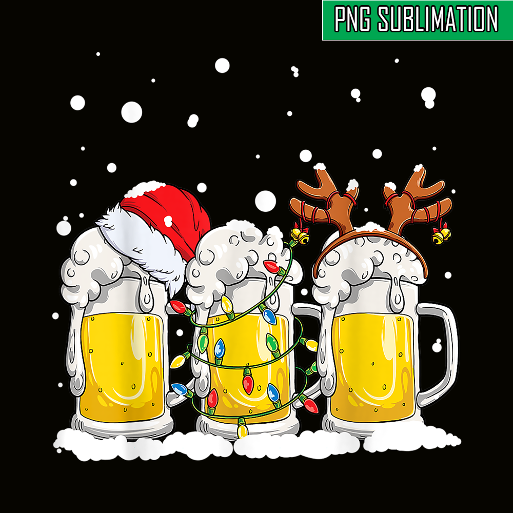 BEER28102305-Beer Christmas PNG Mug Santa Reinbeer PNG Xmas lights PNG.png