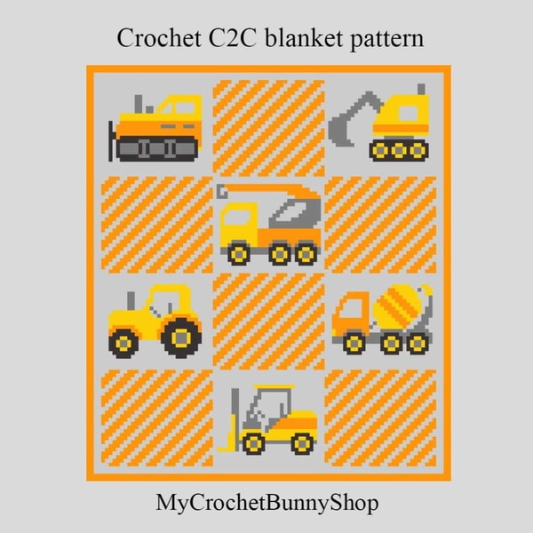 Crocher C2C Construction Vehicles graphgan blanket pattern P | Inspire ...